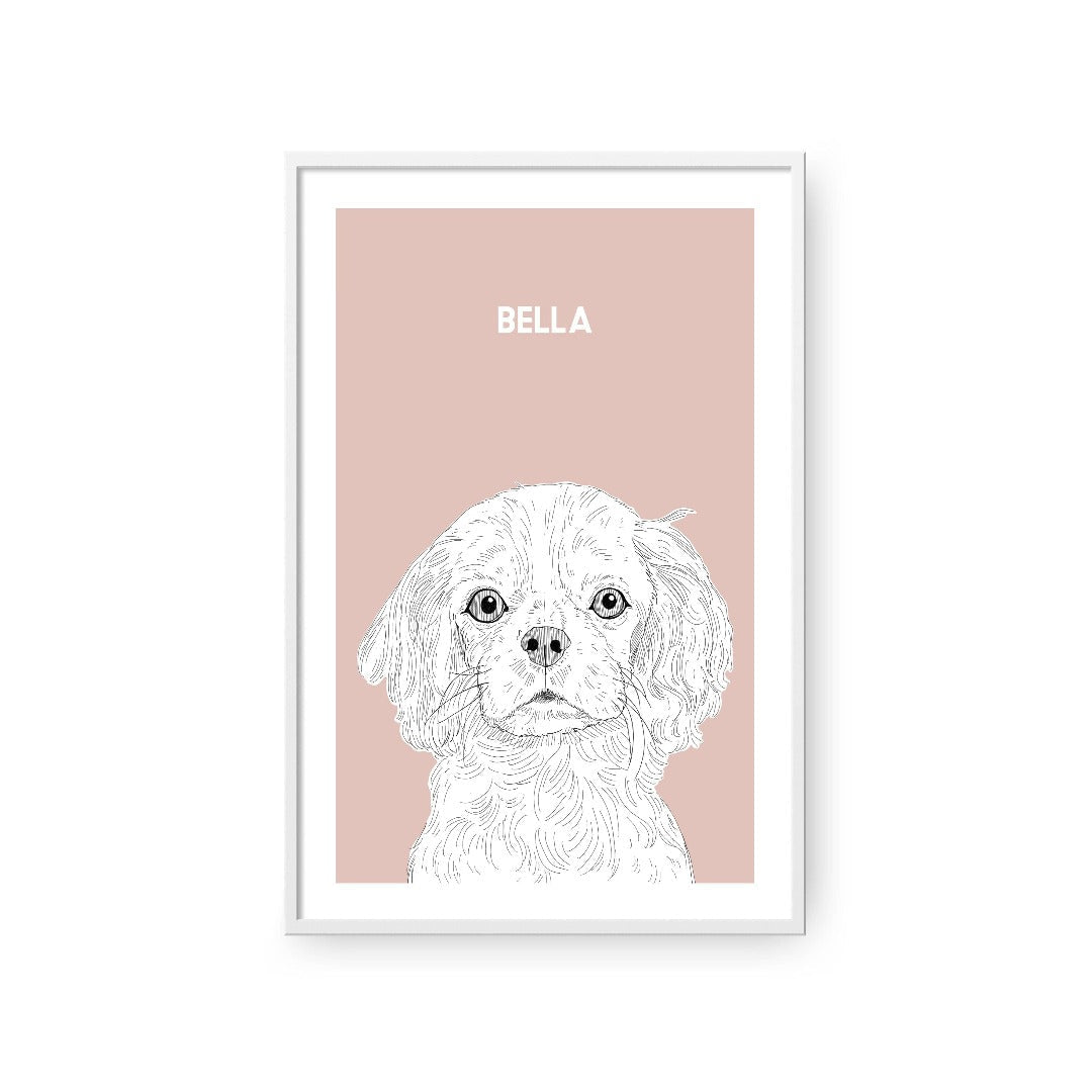Crown and Paw - Framed Poster Illustrated Pet Portrait - One Pet
