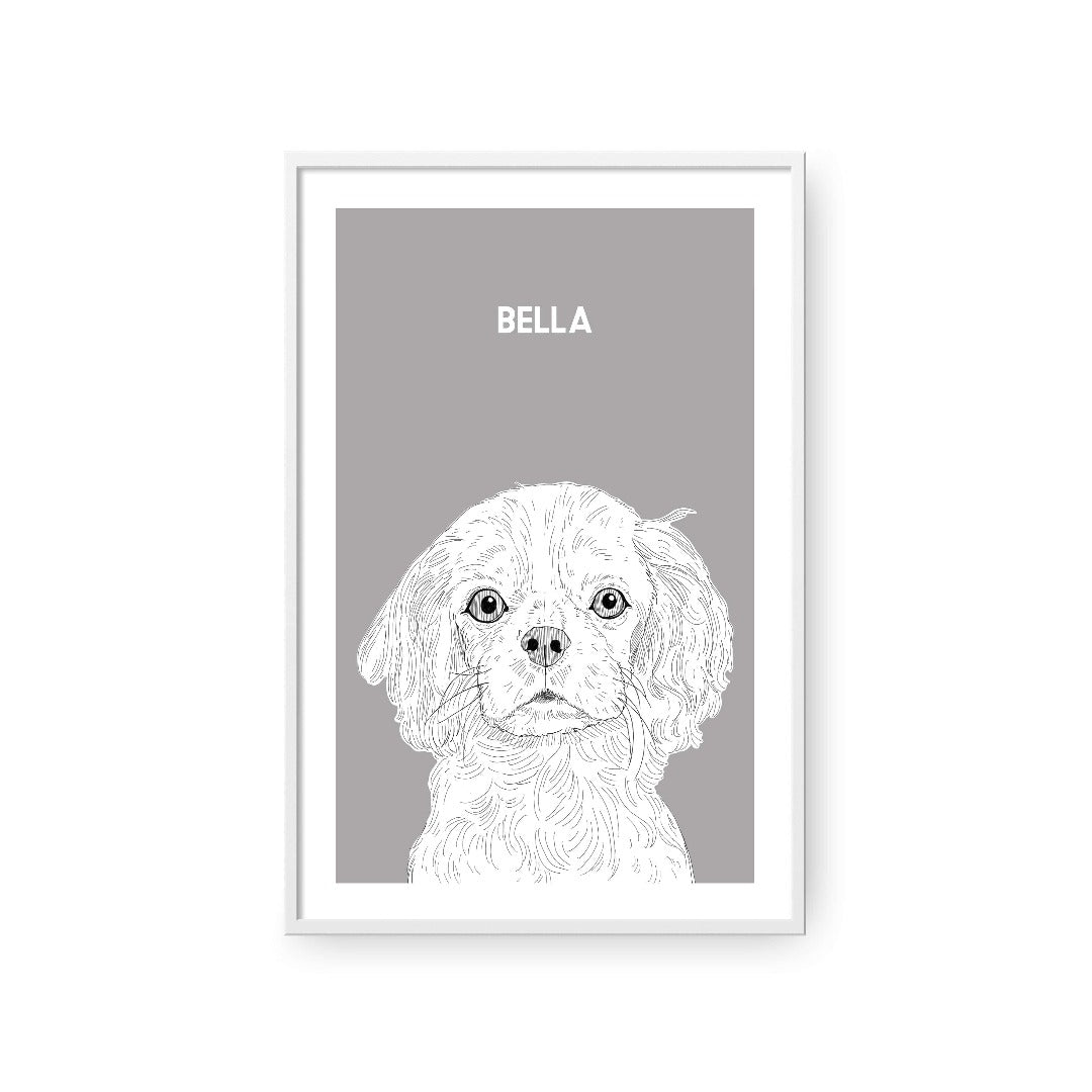 Crown and Paw - Framed Poster Illustrated Pet Portrait - One Pet