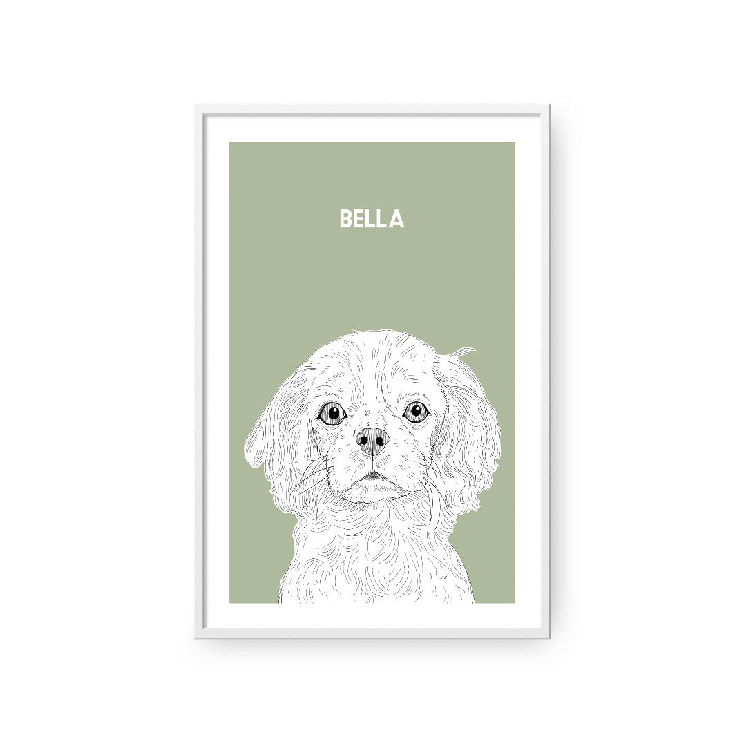 Crown and Paw - Framed Poster Illustrated Pet Portrait - One Pet