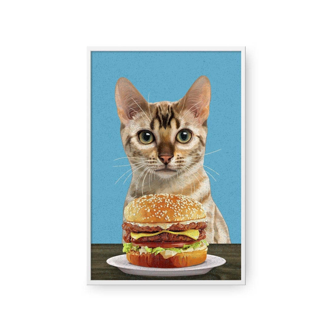 Crown and Paw - Framed Poster Custom Pet with Burger Portrait - Framed Poster