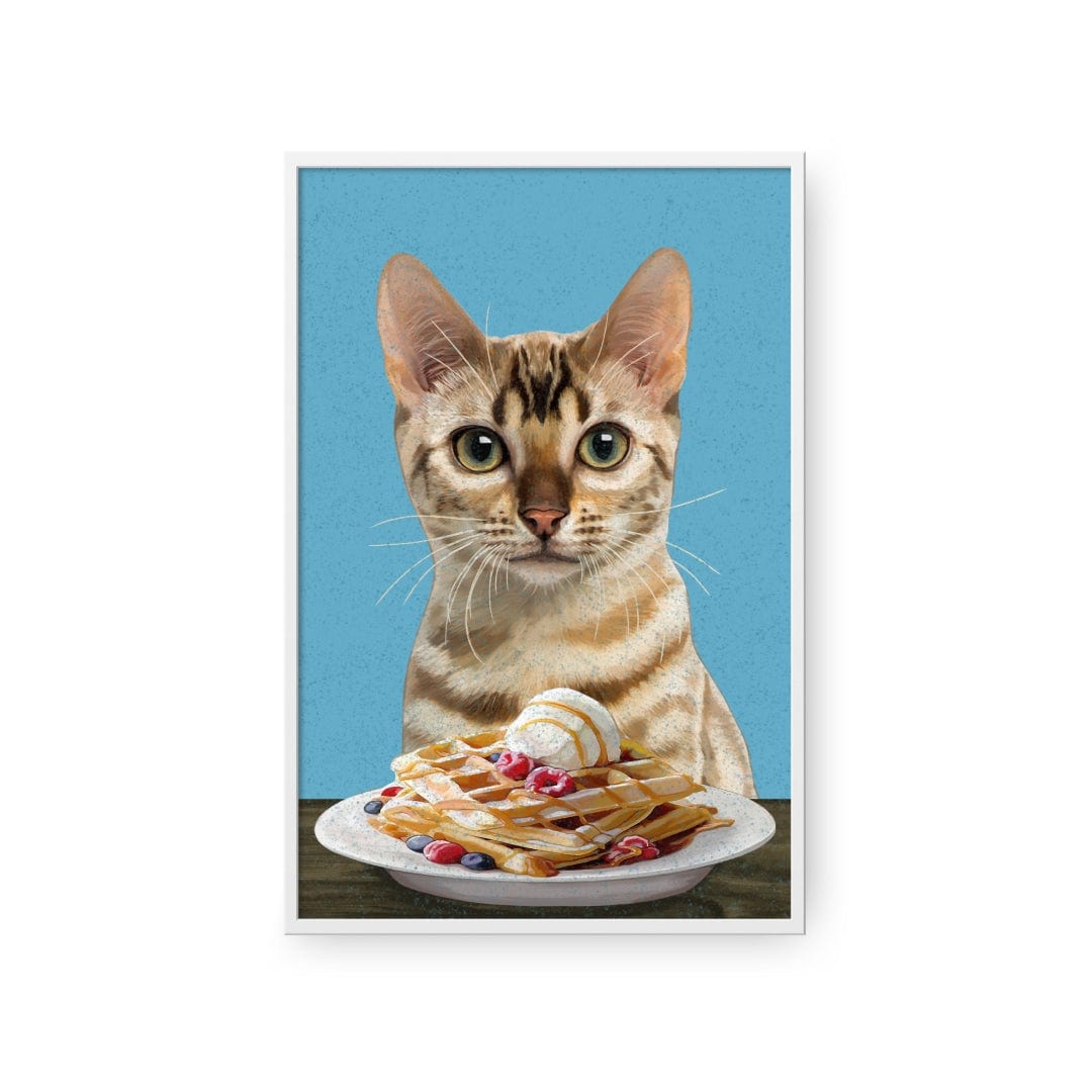 "Crown and Paw - Framed Poster Custom Pet with Waffles Portrait - Framed Poster 8"" x 10"" / White / Blue"