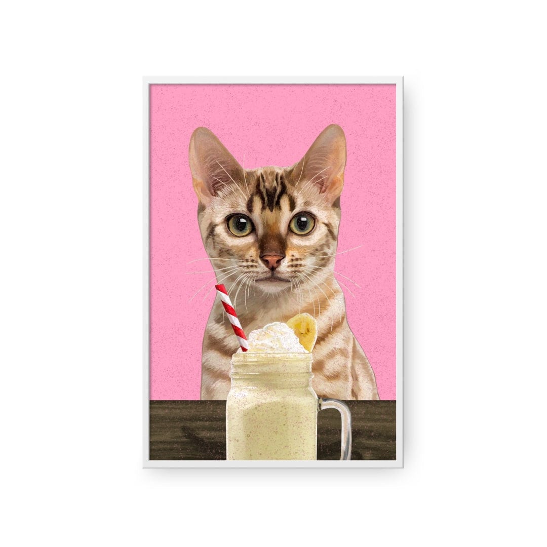 Crown and Paw - Framed Poster Custom Pet with Banana Shake Portrait - Framed Poster