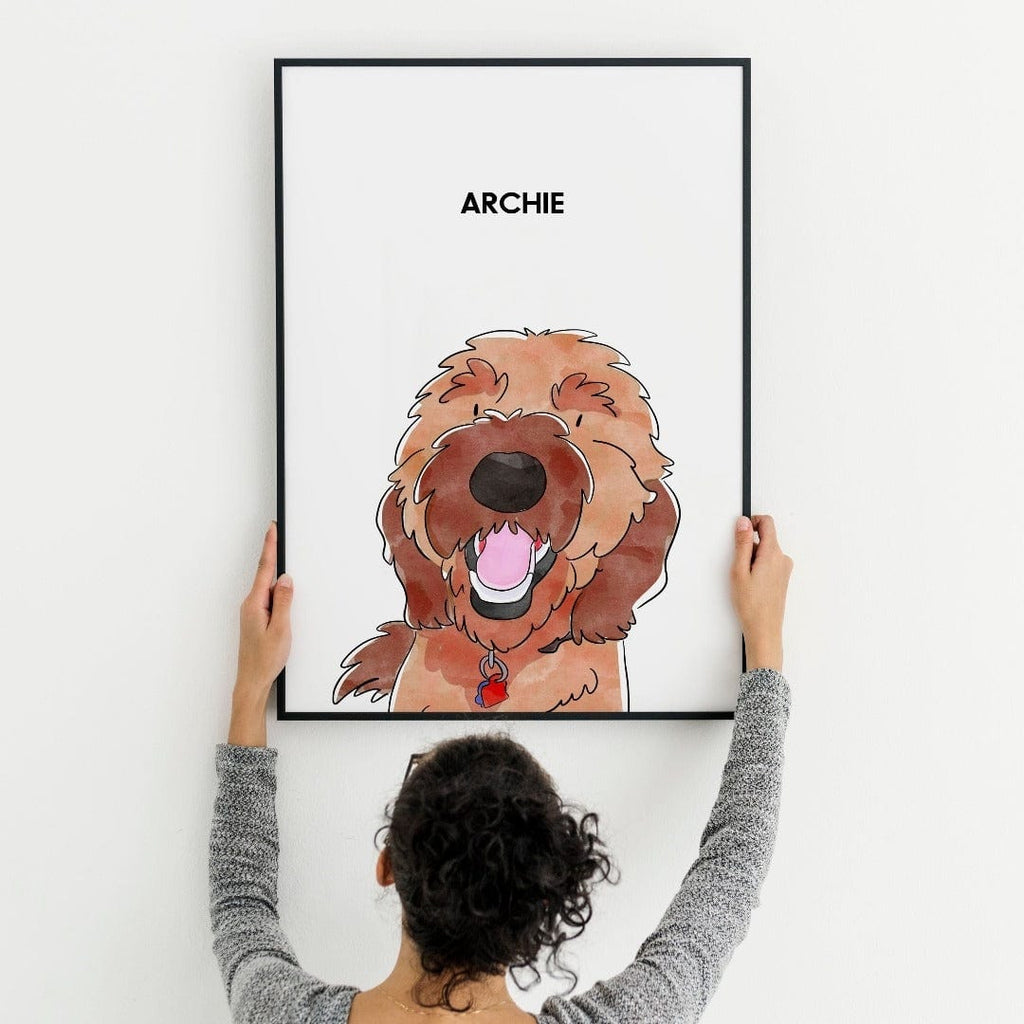 "Watercolor Pet Portrait - One Pet, Framed Poster"