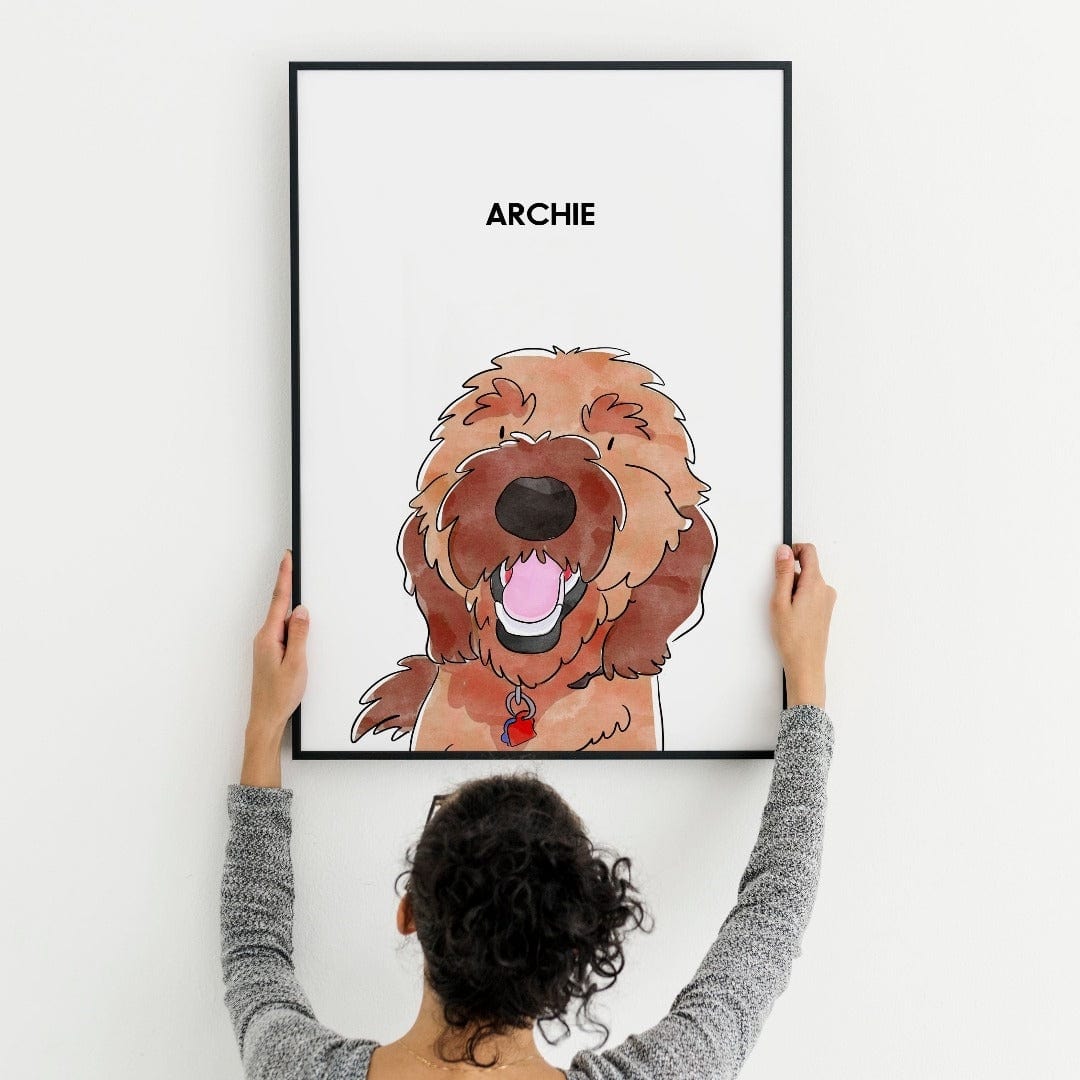 "Watercolor Pet Portrait - One Pet, Framed Poster"