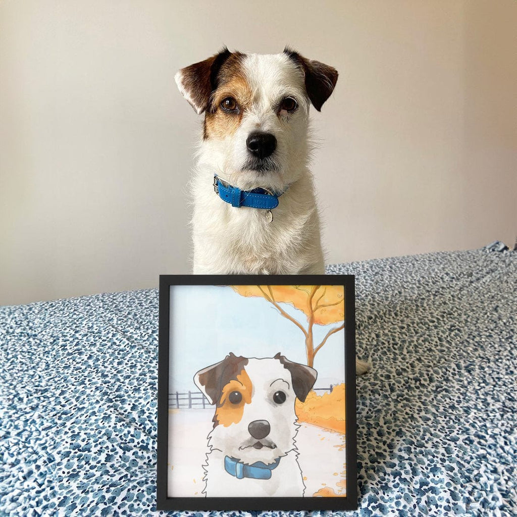 "Watercolor Pet Portrait - One Pet, Framed Poster"