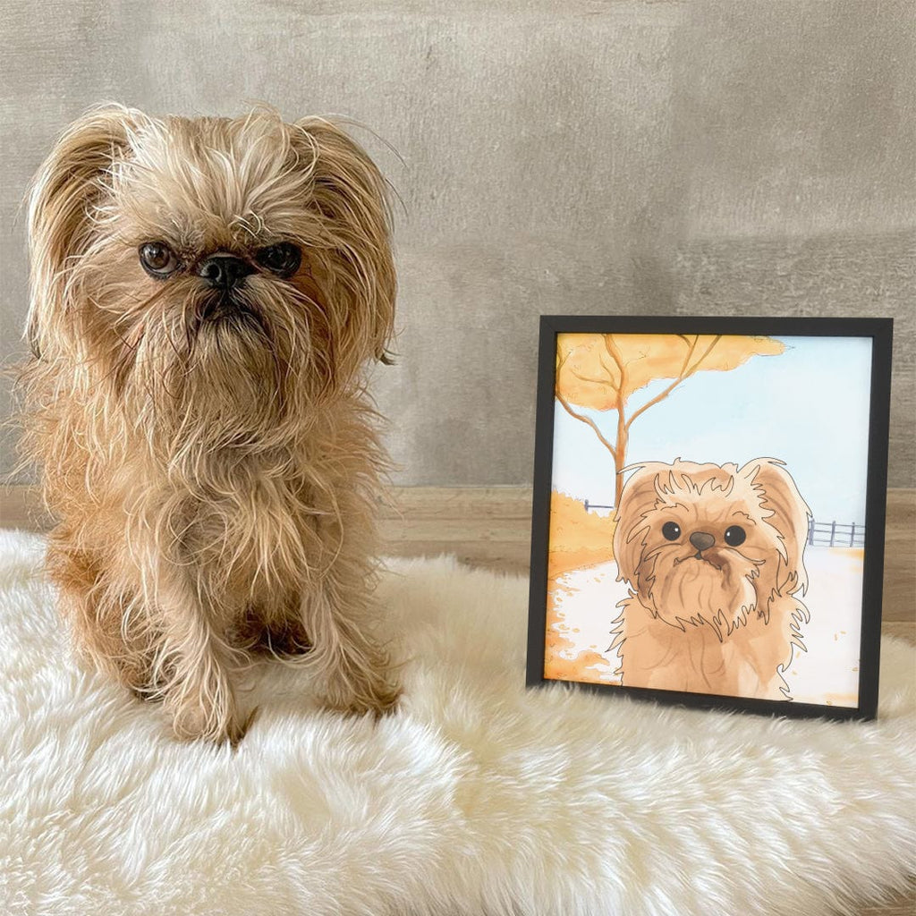 "Watercolor Pet Portrait - One Pet, Framed Poster"