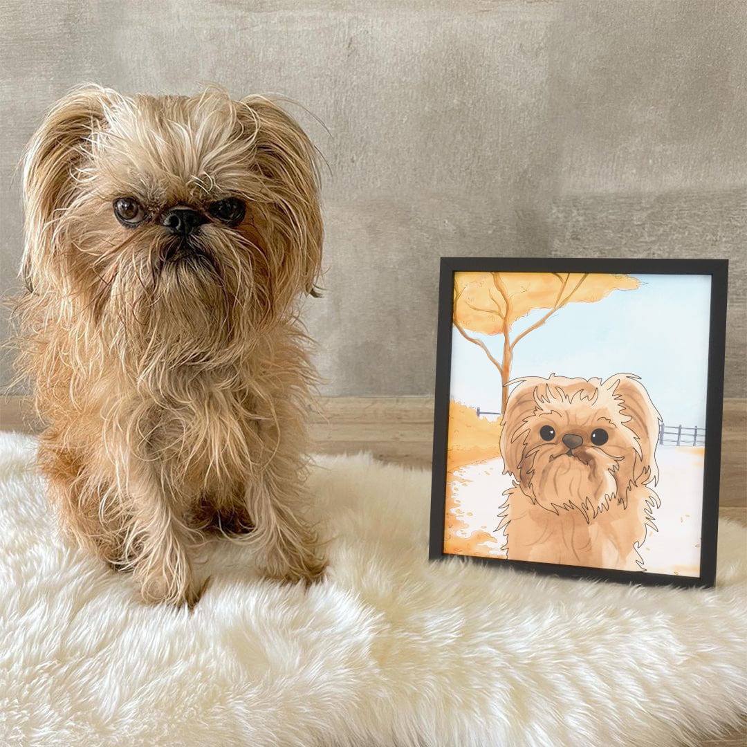 "Watercolor Pet Portrait - One Pet, Framed Poster"