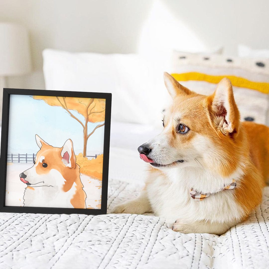 "Watercolor Pet Portrait - One Pet, Framed Poster"