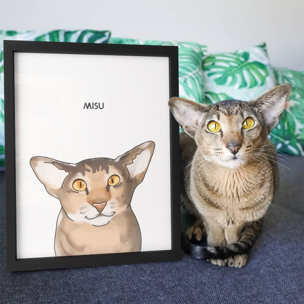"Watercolor Pet Portrait - One Pet, Framed Poster"