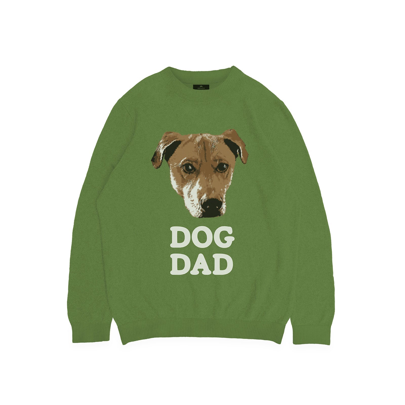 Custom Knitted Dog Dad Text and Pet Face Sweater