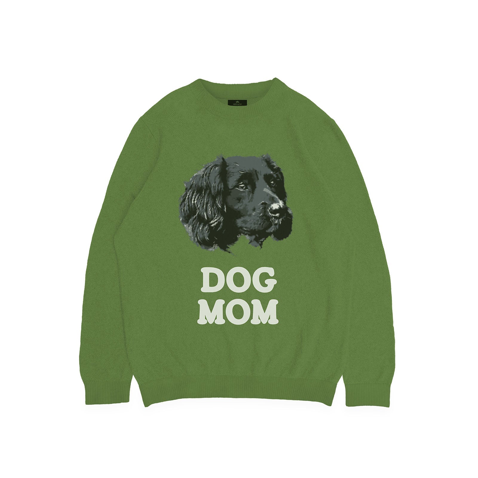 Custom Knitted Dog Mom Text and Pet Face Sweater