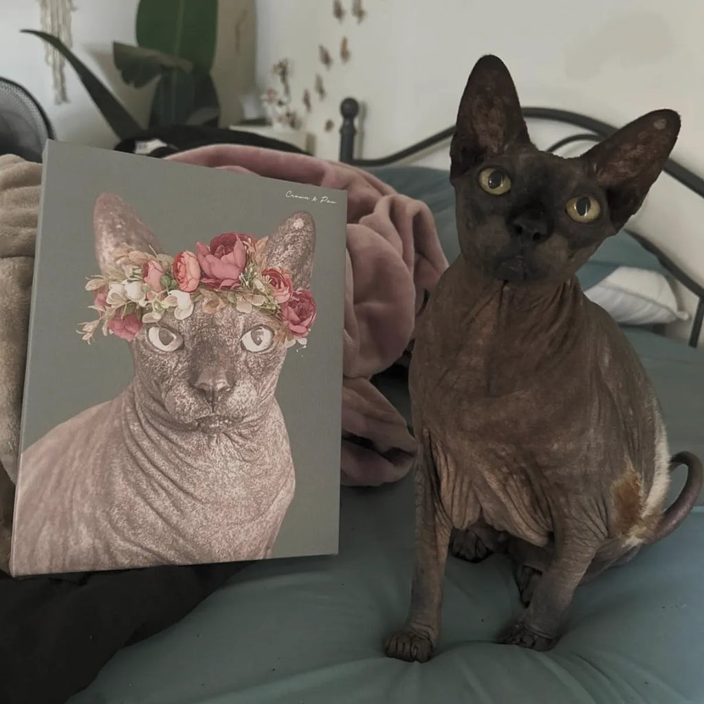 Floral Crown Pet Portrait - Custom Canvas