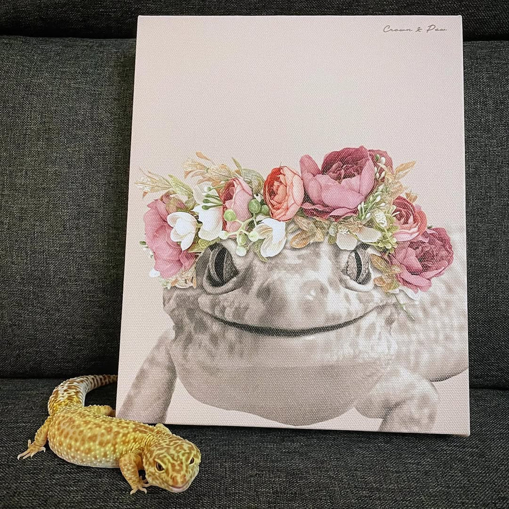 Floral Crown Pet Portrait - Custom Canvas