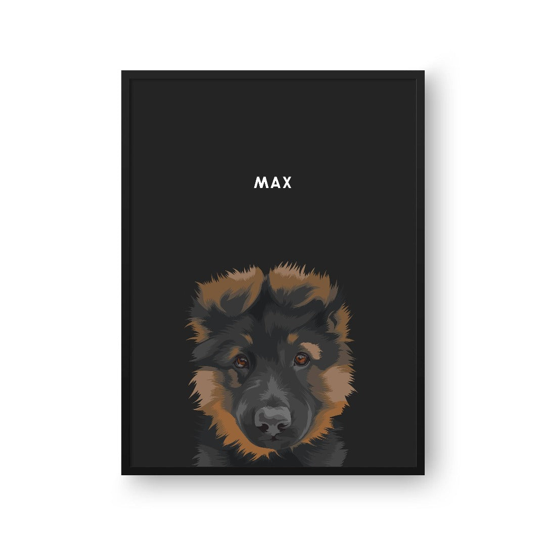 "Crown and Paw - Framed Poster Modern Pet Portrait - One Pet 8"" x 10"" / Black / Charcoal"