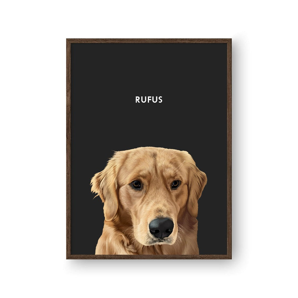 "Crown and Paw - Framed Poster Modern Pet Portrait - One Pet 8"" x 10"" / Walnut / Charcoal"