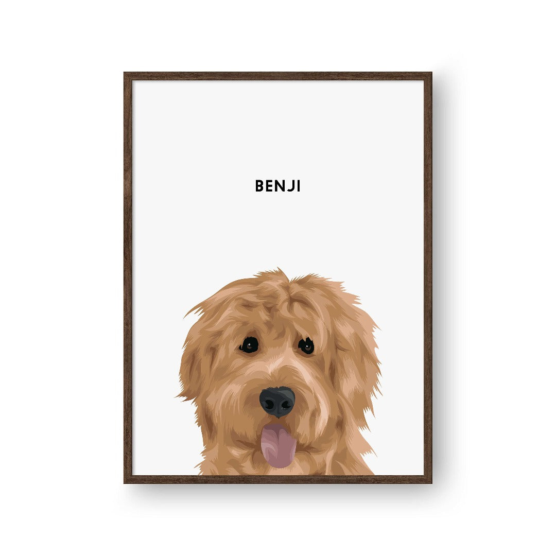 "Crown and Paw - Framed Poster Modern Pet Portrait - One Pet 8"" x 10"" / Walnut / White"
