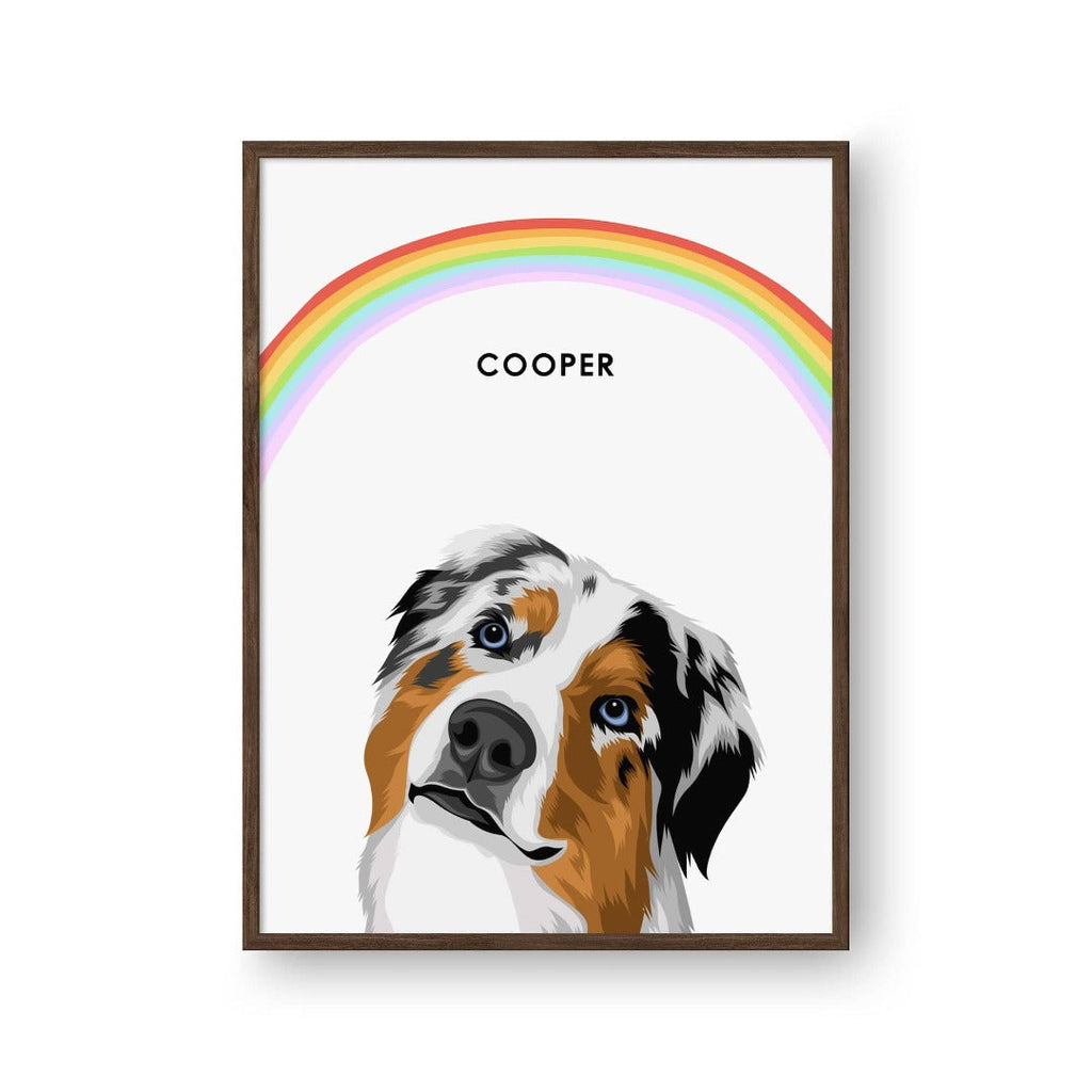 "Crown and Paw - Framed Poster Modern Pet Portrait - One Pet 8"" x 10"" / Walnut / Rainbow"