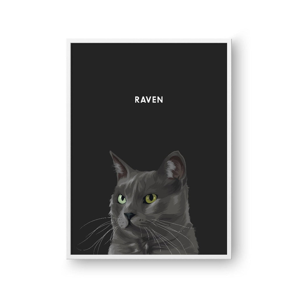 "Crown and Paw - Framed Poster Modern Pet Portrait - One Pet 8"" x 10"" / White / Charcoal"