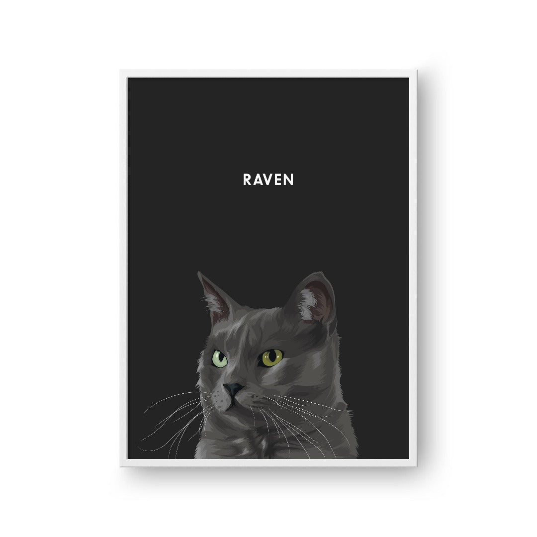 "Crown and Paw - Framed Poster Modern Pet Portrait - One Pet 8"" x 10"" / White / Charcoal"
