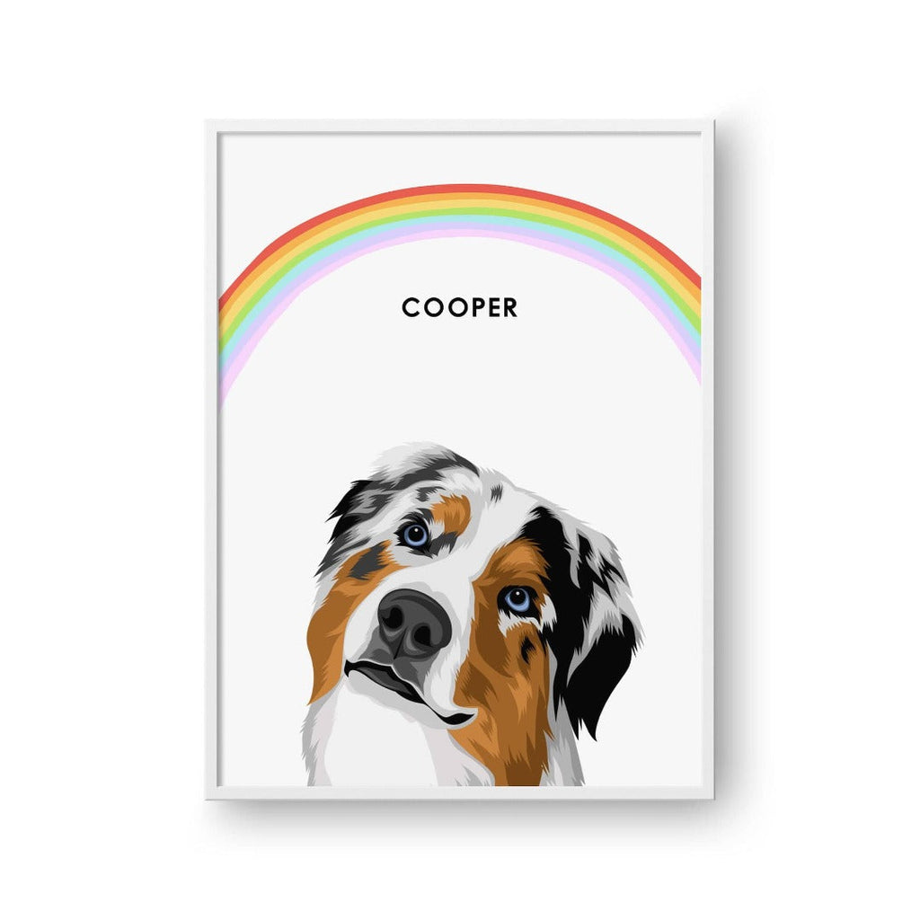 "Crown and Paw - Framed Poster Modern Pet Portrait - One Pet 8"" x 10"" / White / Rainbow"