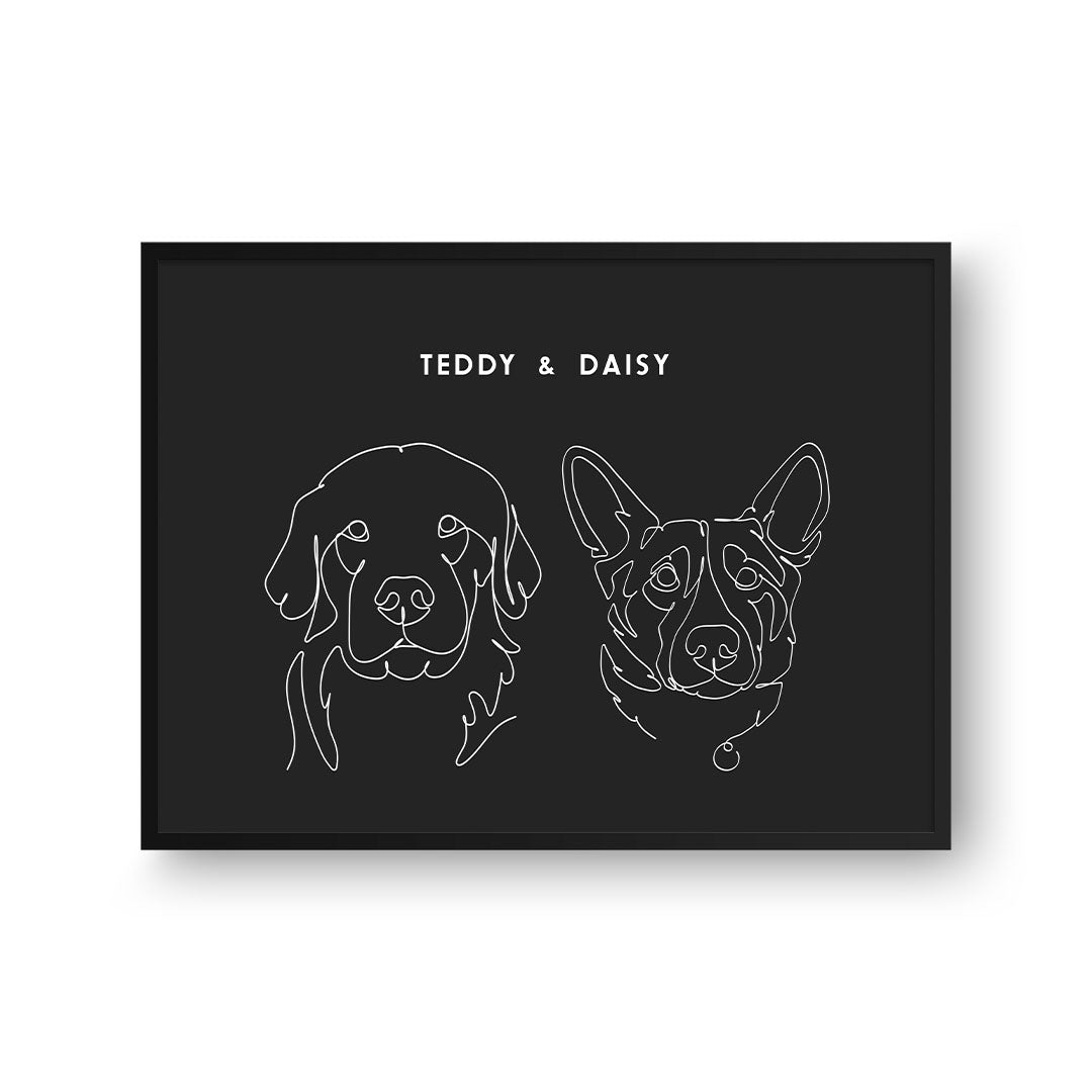 Line Art Pet Portrait - Two Pets