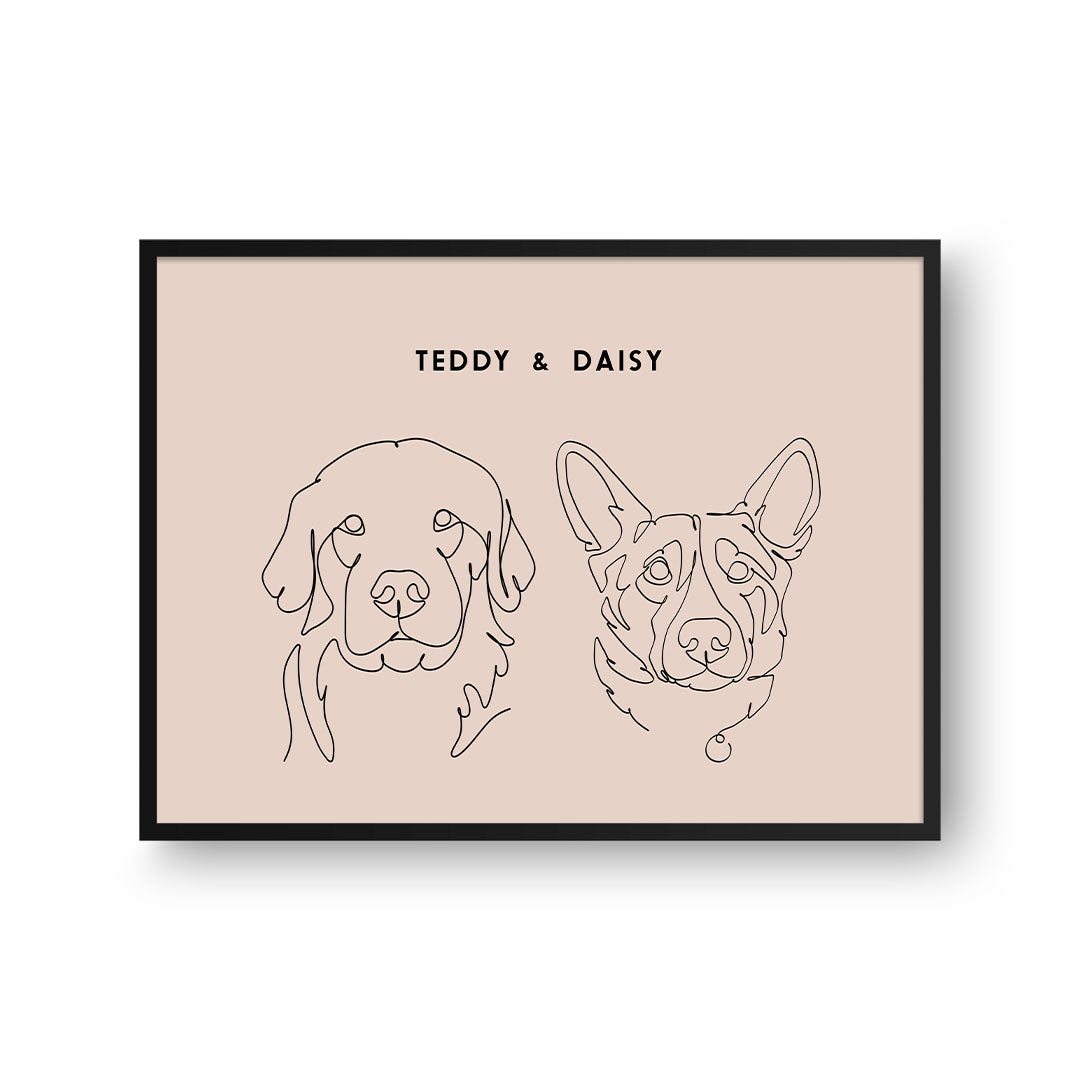 Line Art Pet Portrait - Two Pets
