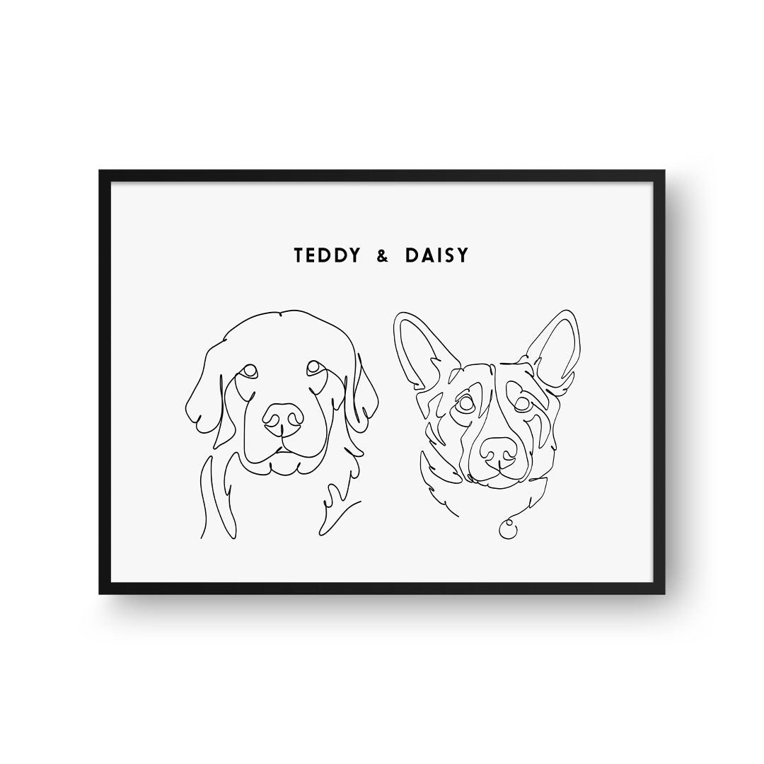 Line Art Pet Portrait - Two Pets
