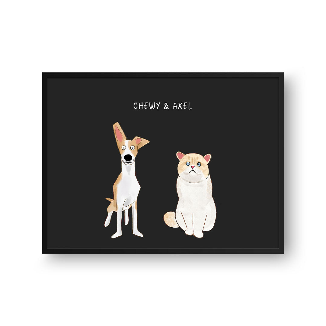 Funny Cartoon Pet Print - Two Pets