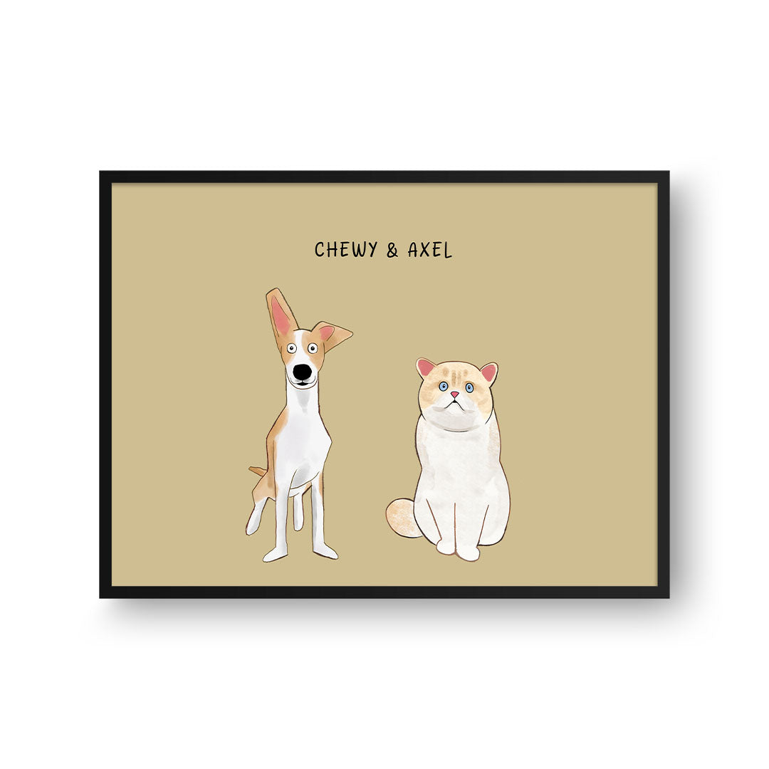 Funny Cartoon Pet Print - Two Pets
