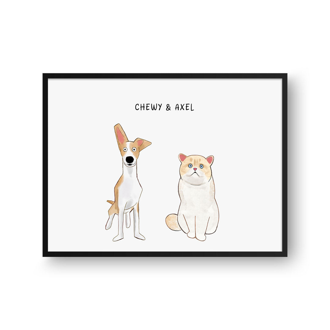 Funny Cartoon Pet Print - Two Pets