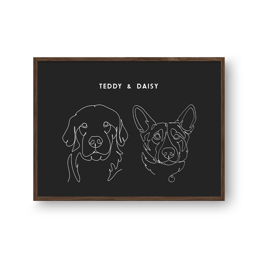 Line Art Pet Portrait - Two Pets