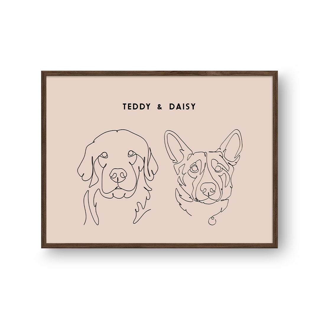 Line Art Pet Portrait - Two Pets