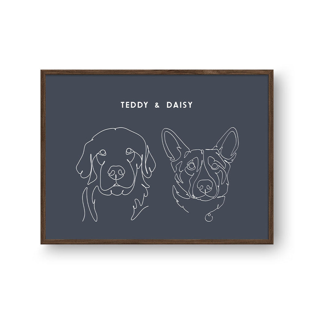 Two Tone Pet Portrait - Two Pets