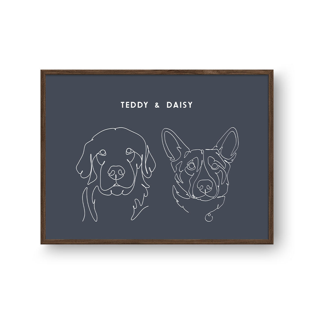 Two Tone Pet Portrait - Two Pets
