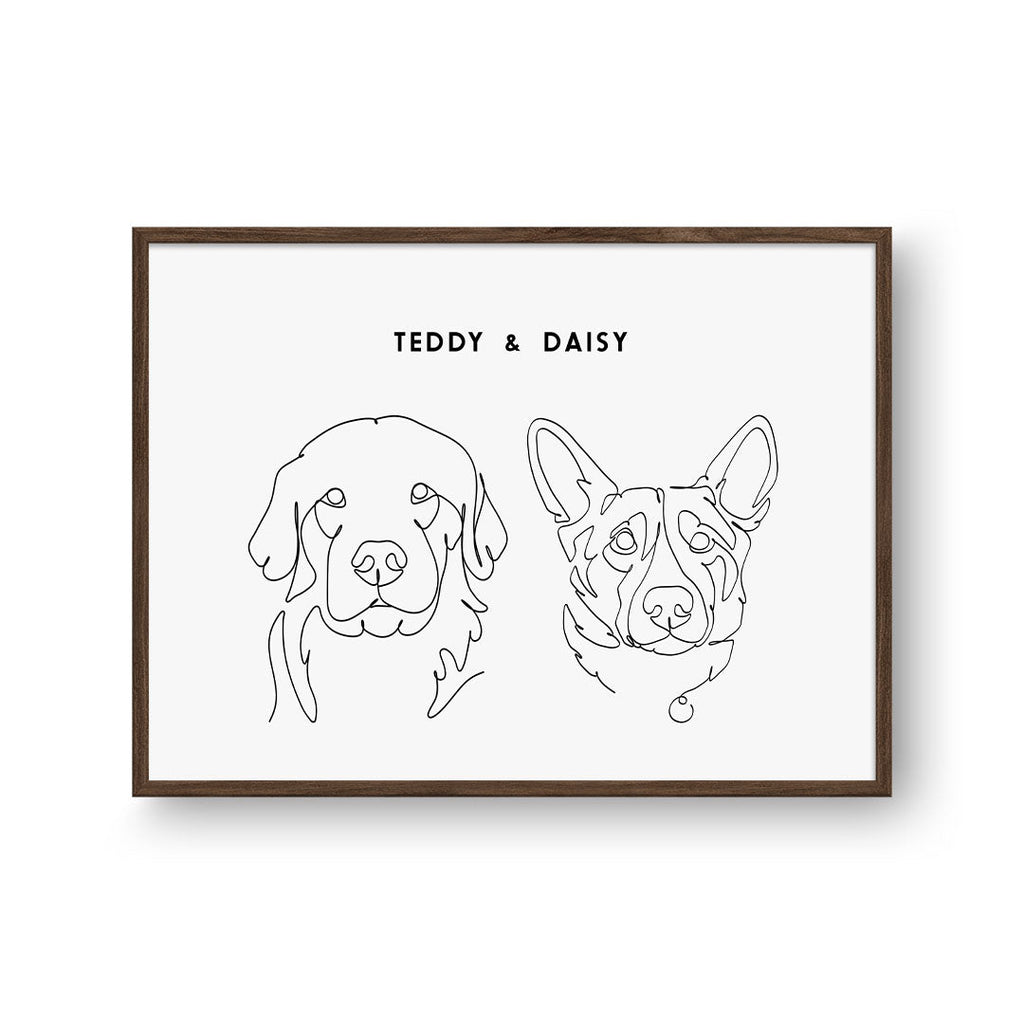 Two Tone Pet Portrait - Two Pets
