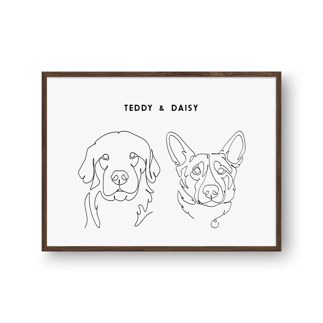 Line Art Pet Portrait - Two Pets