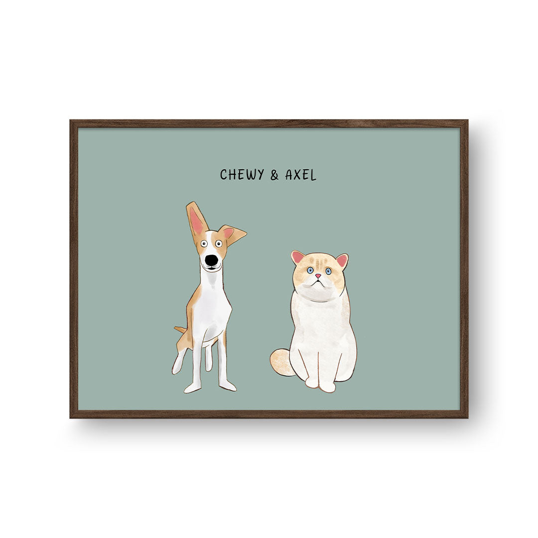Funny Cartoon Pet Print - Two Pets