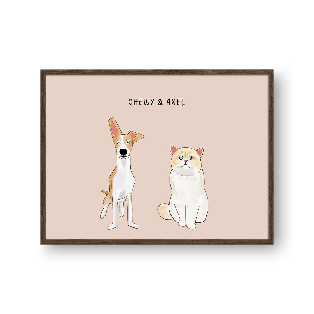 Funny Cartoon Pet Print - Two Pets