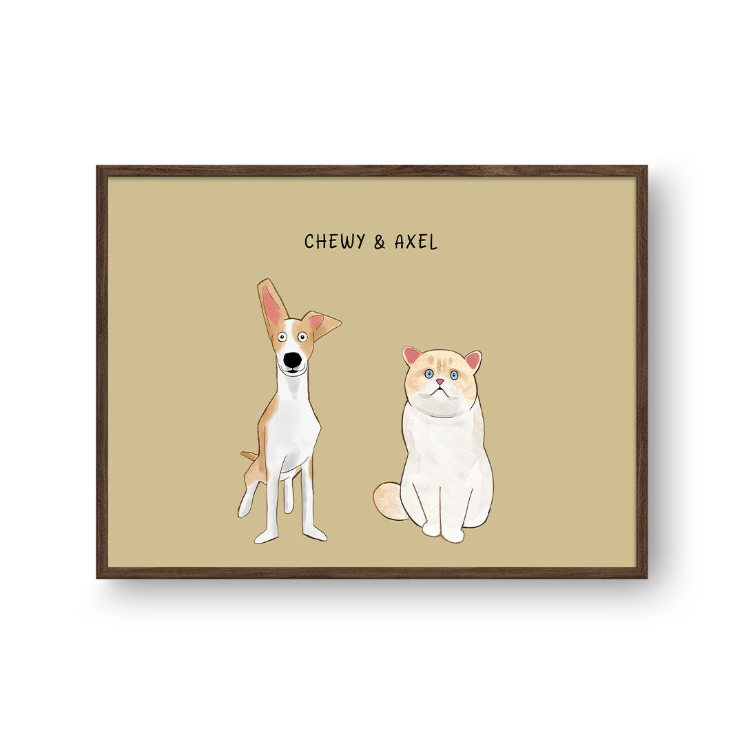 Funny Cartoon Pet Print - Two Pets