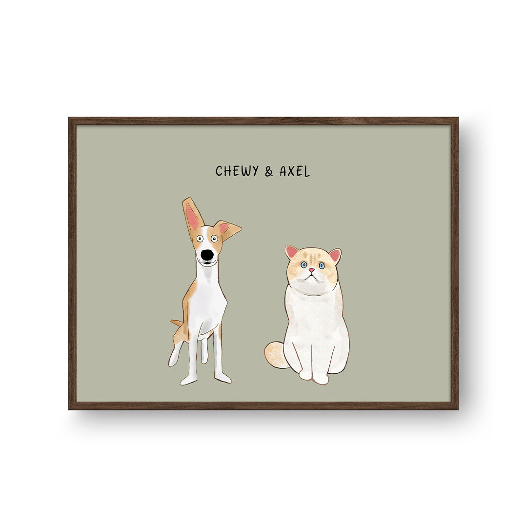 Funny Cartoon Pet Print - Two Pets