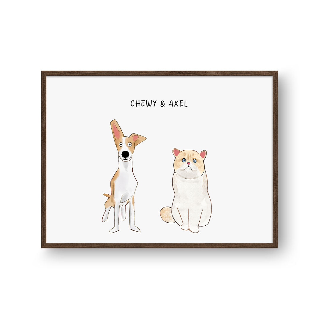 Funny Cartoon Pet Print - Two Pets