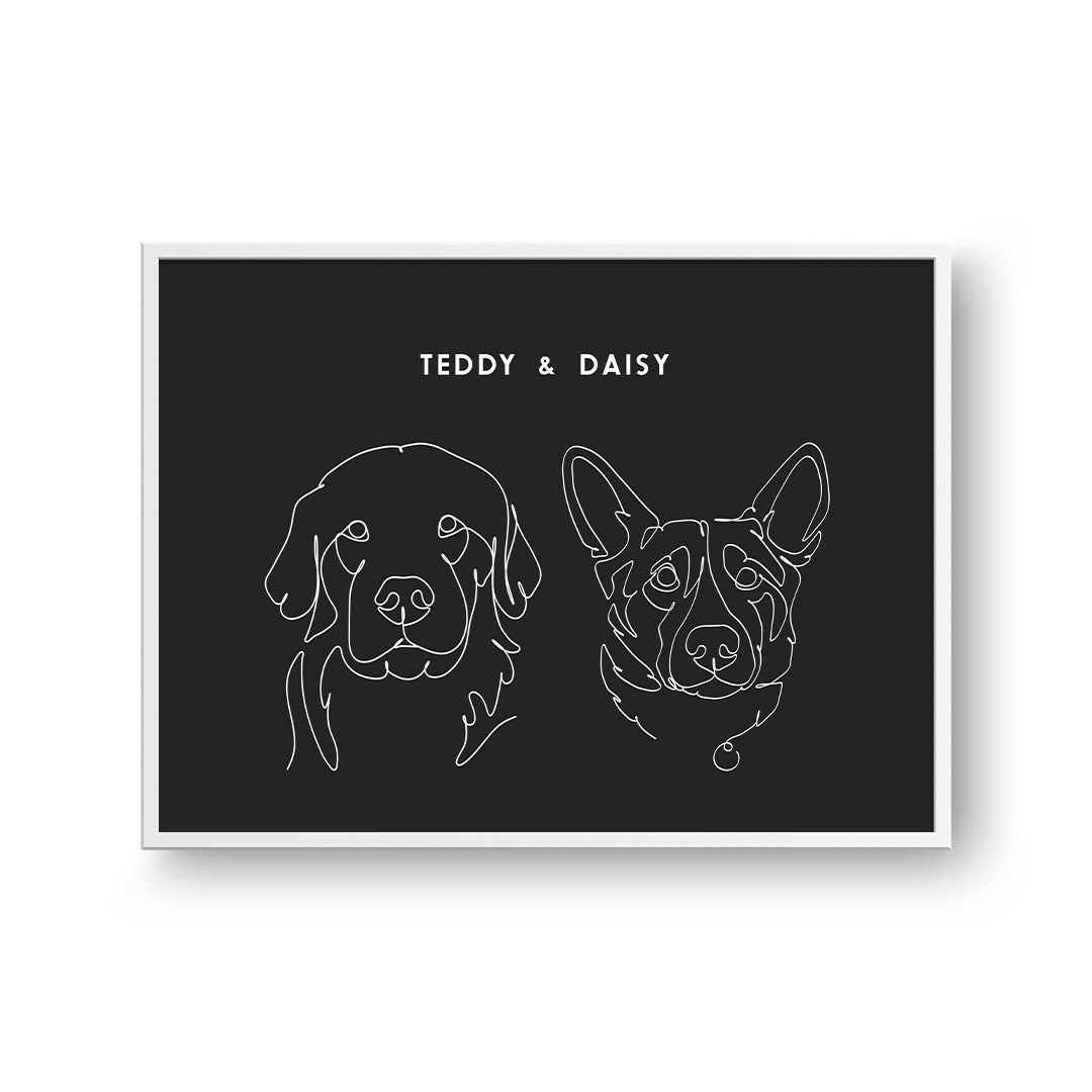 Line Art Pet Portrait - Two Pets