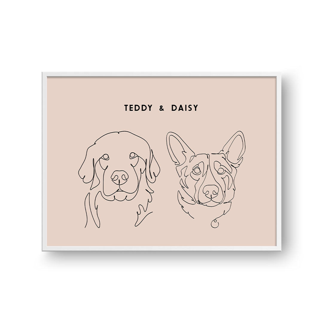 Line Art Pet Portrait - Two Pets