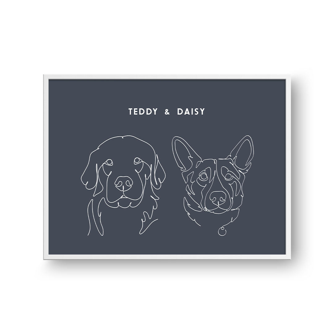 Line Art Pet Portrait - Two Pets