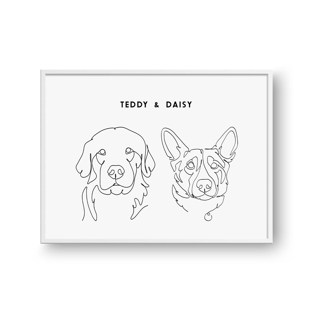 Line Art Pet Portrait - Two Pets