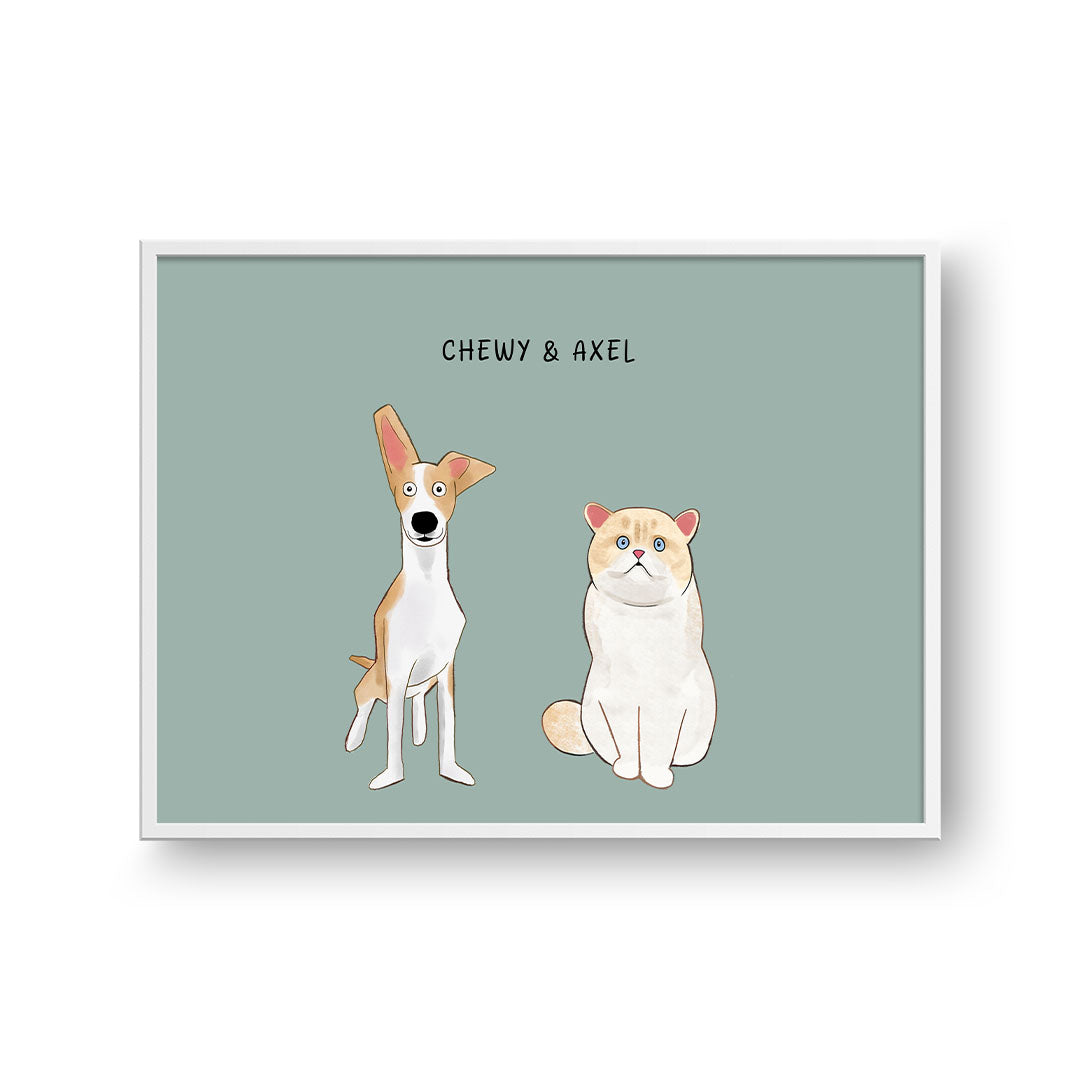 Funny Cartoon Pet Print - Two Pets