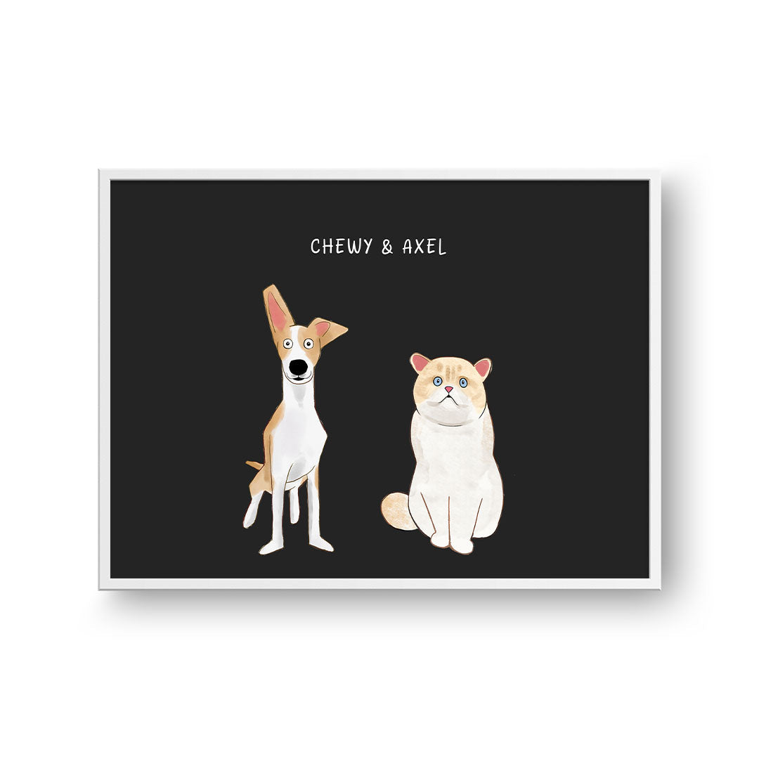 Funny Cartoon Pet Print - Two Pets