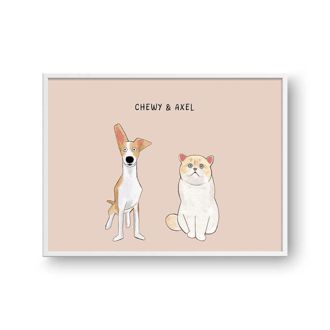 Funny Cartoon Pet Print - Two Pets