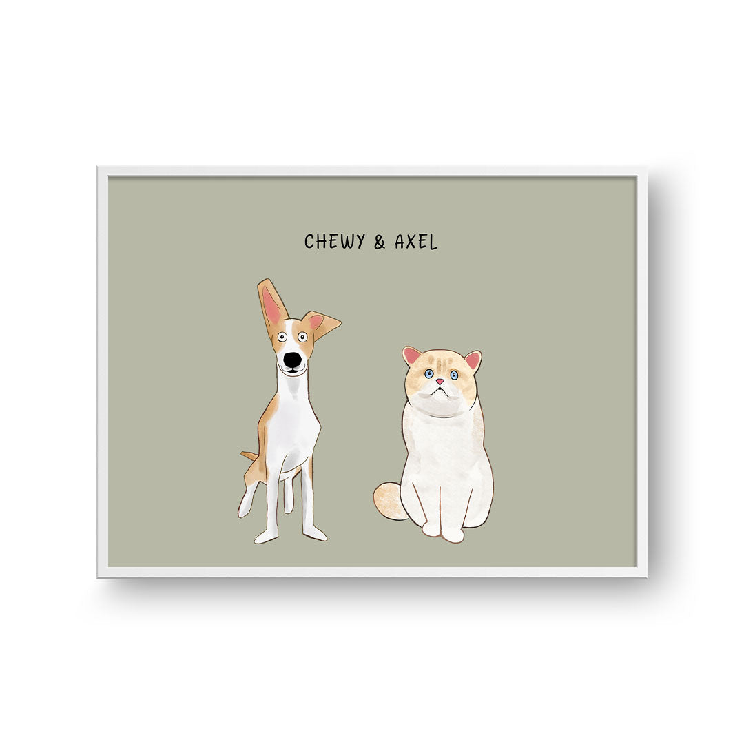 Funny Cartoon Pet Print - Two Pets
