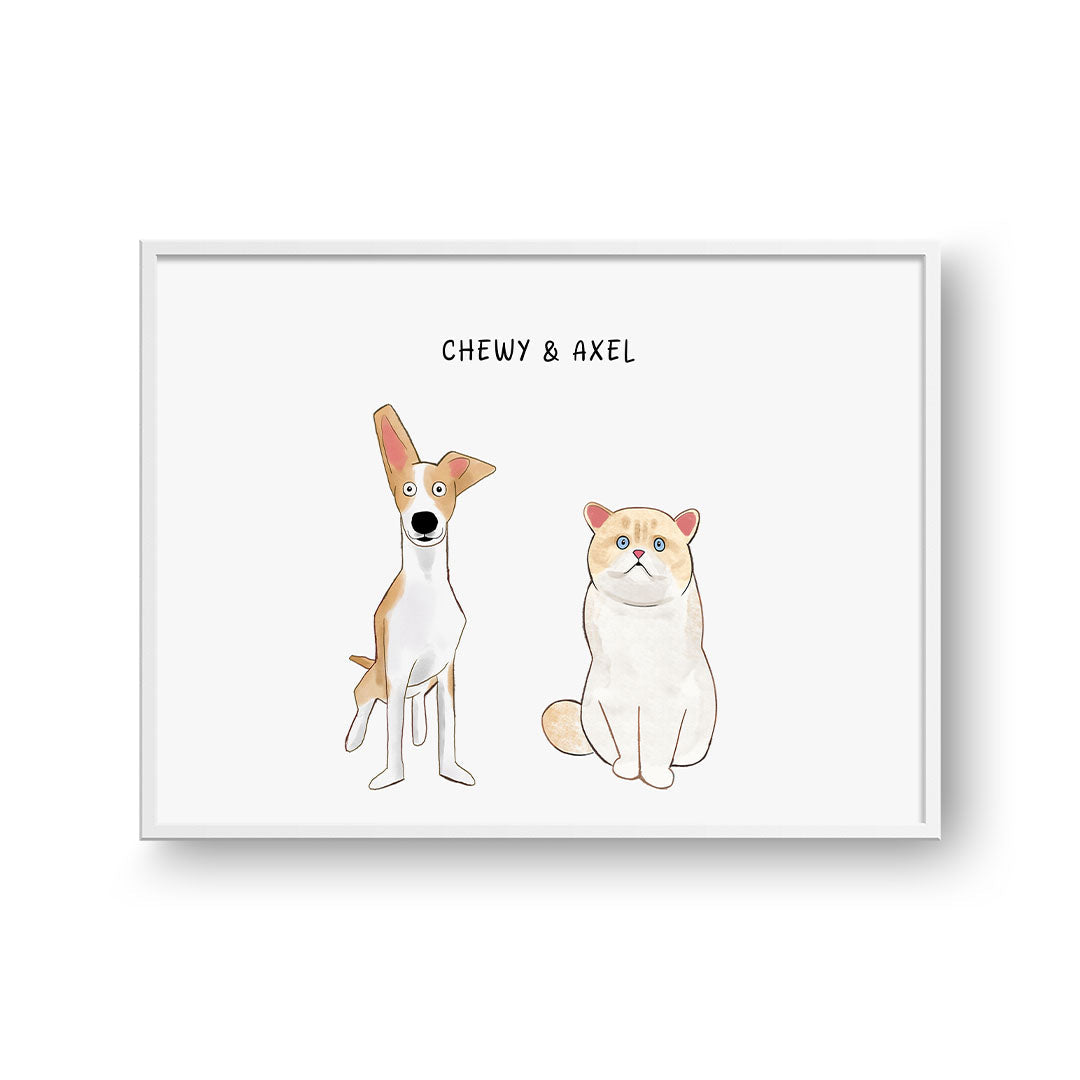 Funny Cartoon Pet Print - Two Pets
